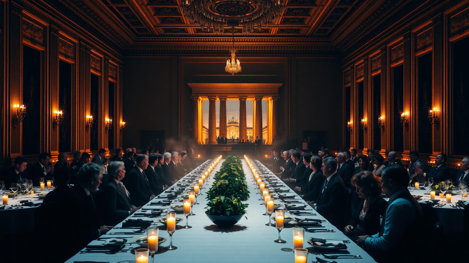Berlin summit hall at night