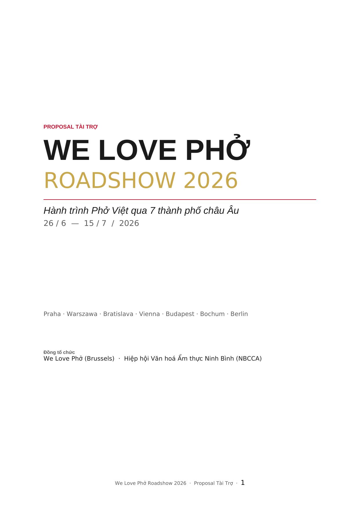 Bìa proposal We Love Phở Roadshow 2026